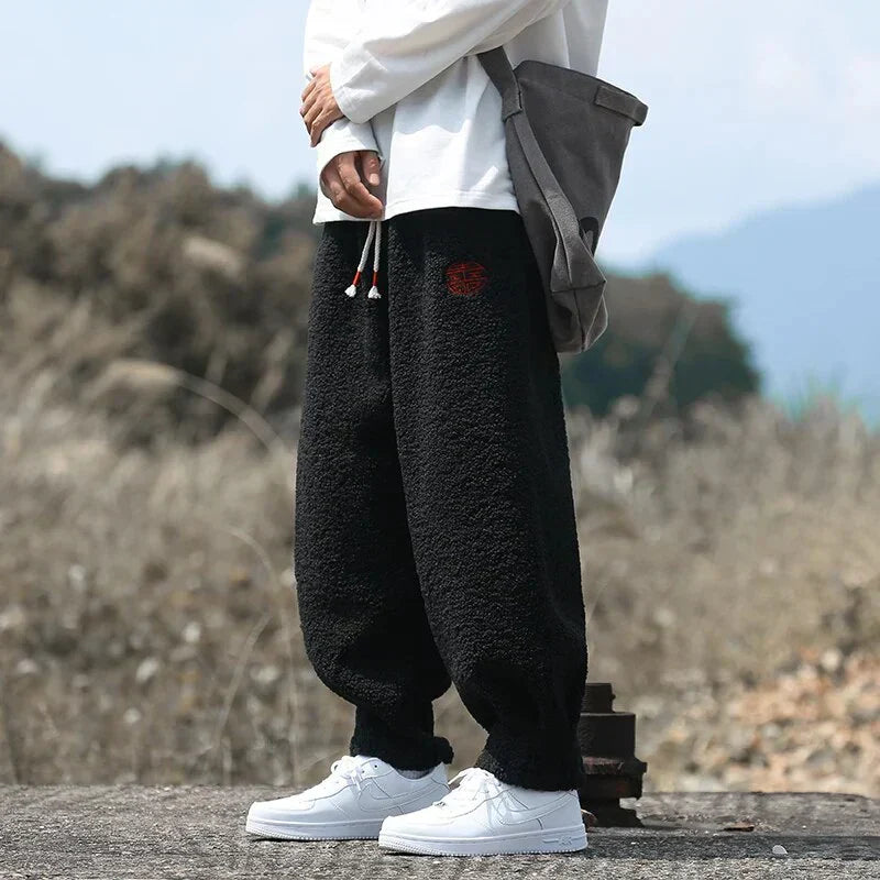 Men's Jogger Pants Black Sherpa | Timothy-6