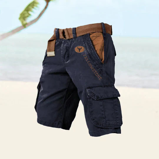 Men's Cargo Shorts Beige Cotton | Julian-2