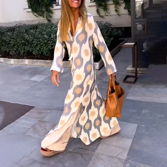 Women Printed Maxi Dress with Button-Down Front | Jacqueline