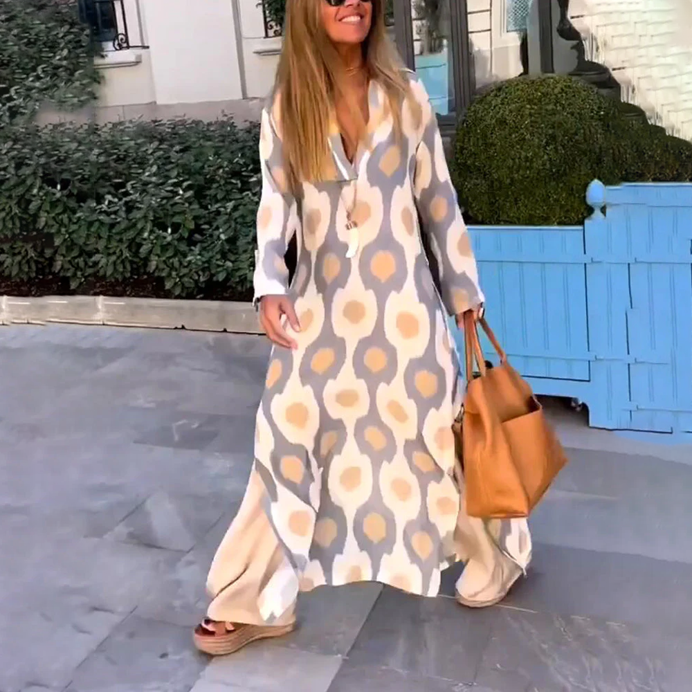Women Printed Maxi Dress with Button-Down Front | Jacqueline