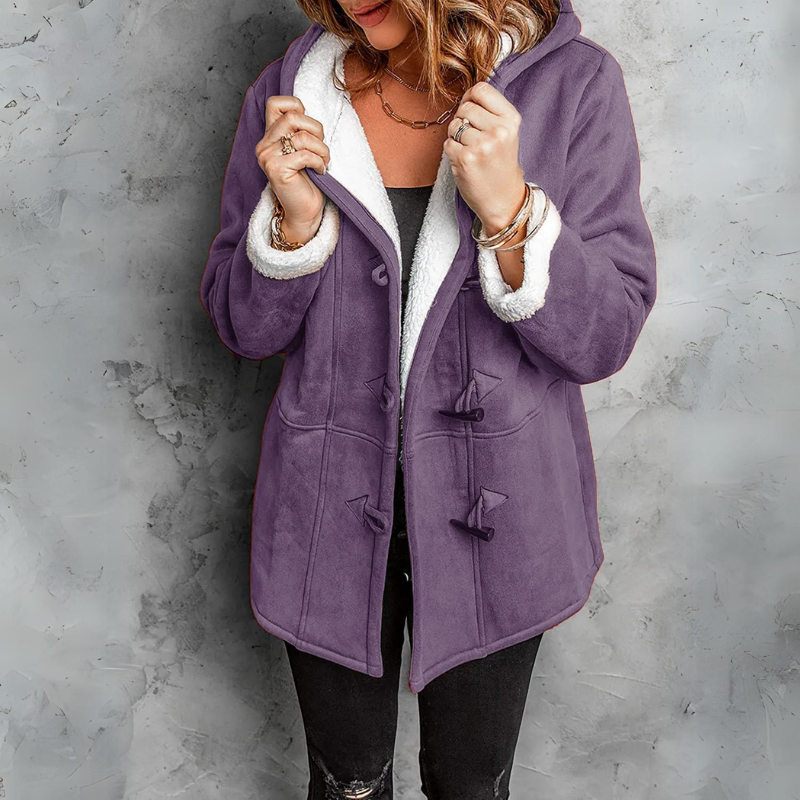 Women Toggle Button Sherpa Coat | Deni