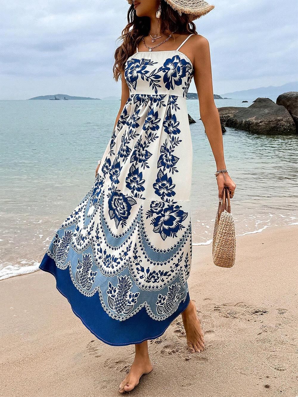 Women Midi Dress Floral Print Polyester | Orlaith-5