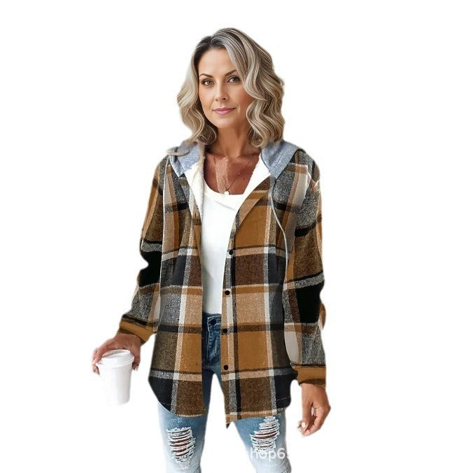 Women Plaid Hoodie Jacket | Krista