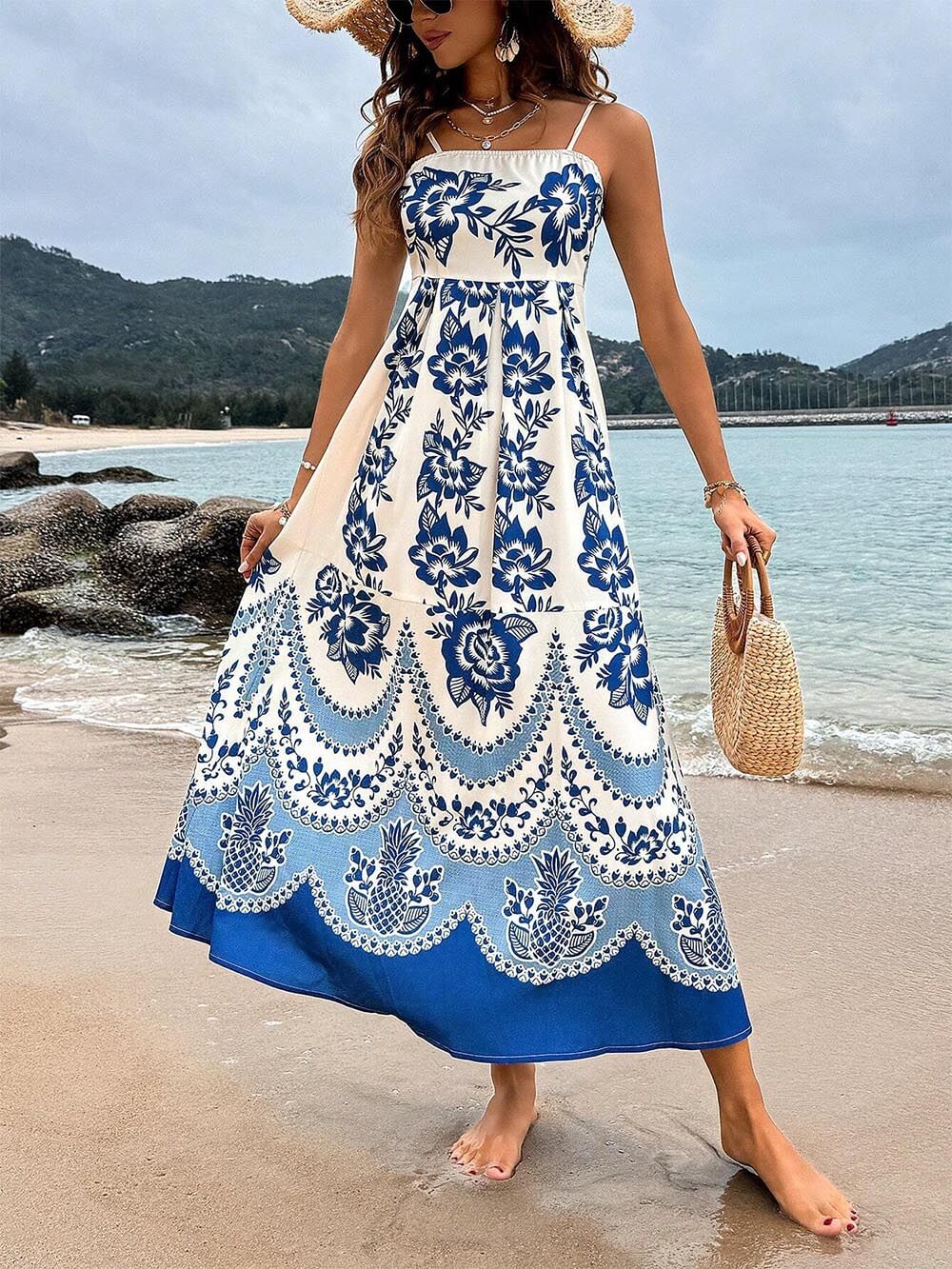 Women Midi Dress Floral Print Polyester | Orlaith-6