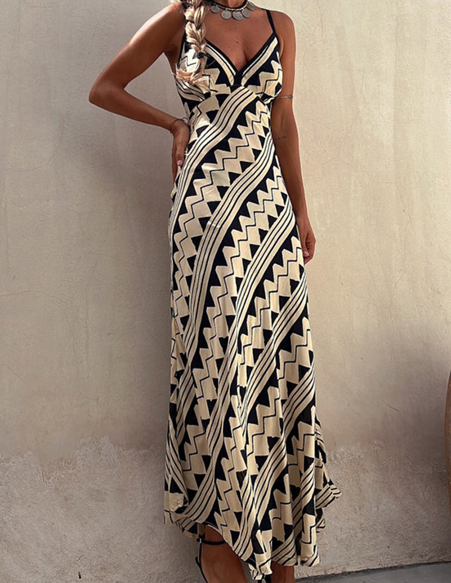 Women Midi Dress Satin Ethnic Print | Cory-3