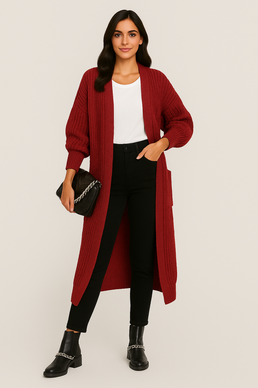 Women Chunky Knit Long Cardigan | Narelle