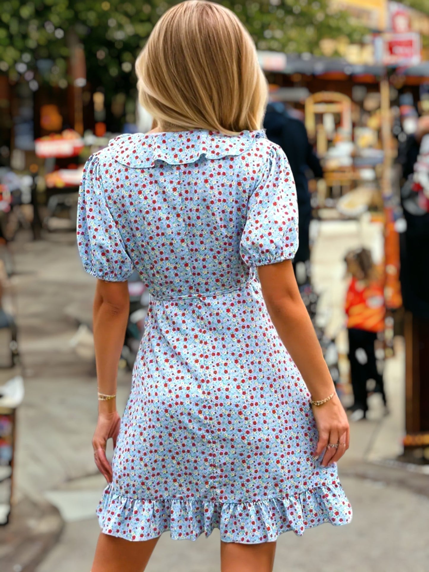 Women Wrap Dress Floral Ruffle Polyester | Bella-6