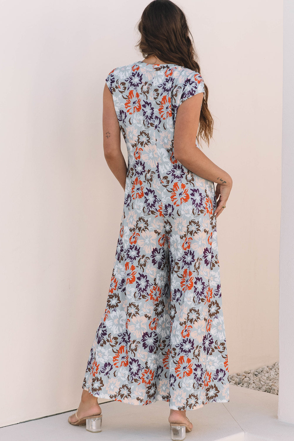 Women Wide Leg Jumpsuit Floral Polyester | Summer Breeze-2