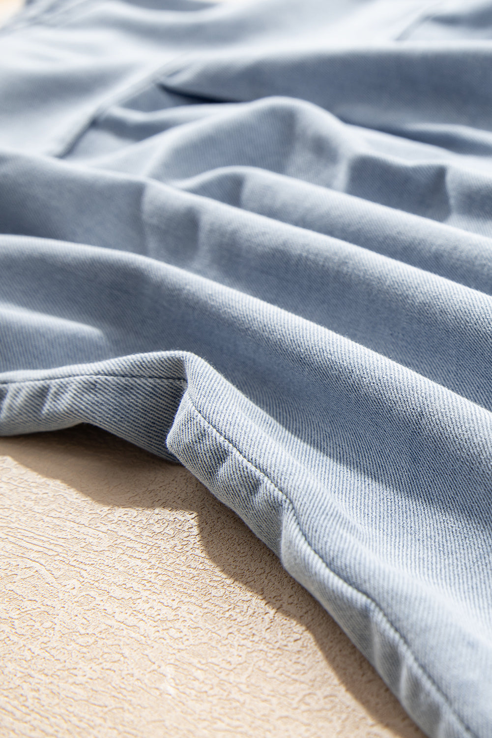 Women Ruffle Blouse Blue Chambray Lightweight | Summer Breeze-6