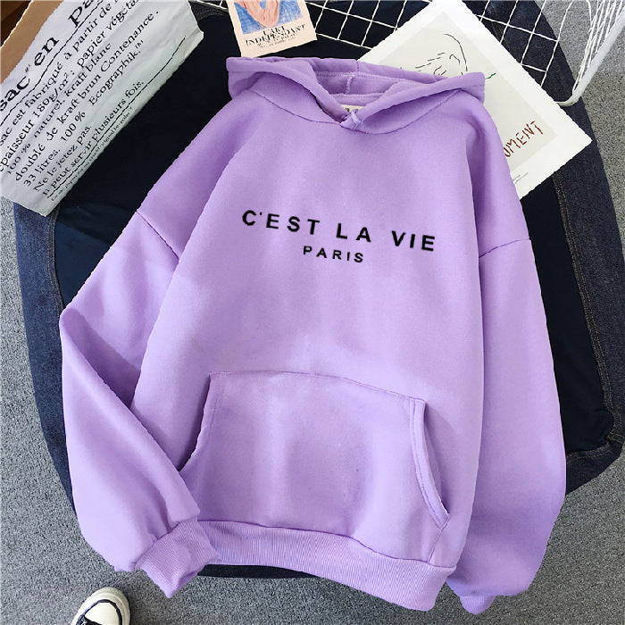 Variant image for Women Hoodie White Polyester | Paris Print-43