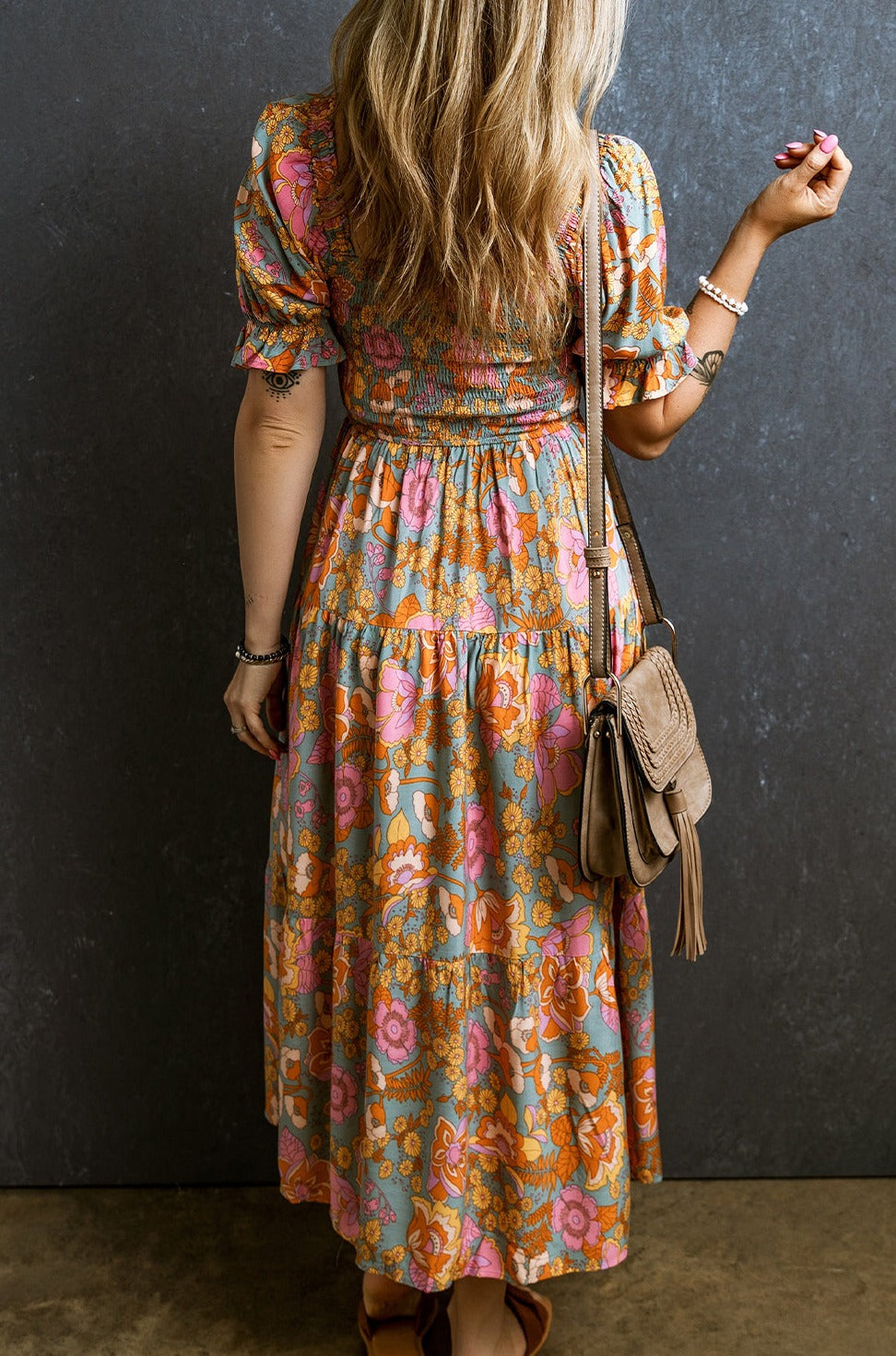 Women Smocked Puff Sleeve Floral Dress | Joan