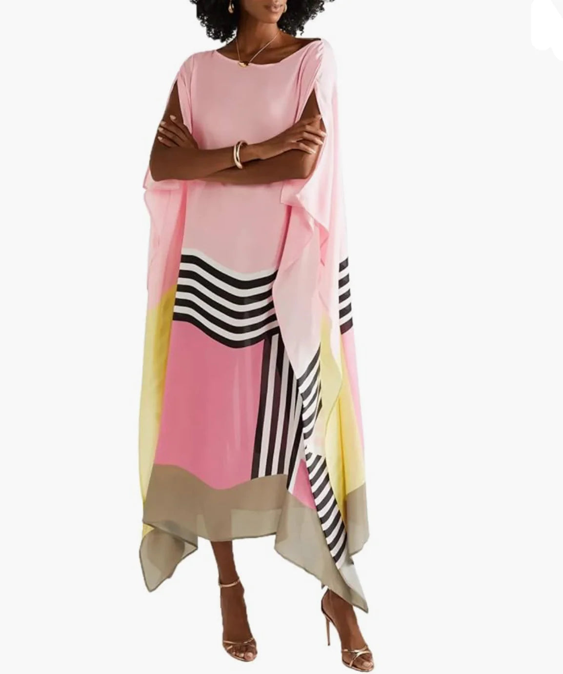 Women Midi Dress Multi Stripe Cotton | Shara-3