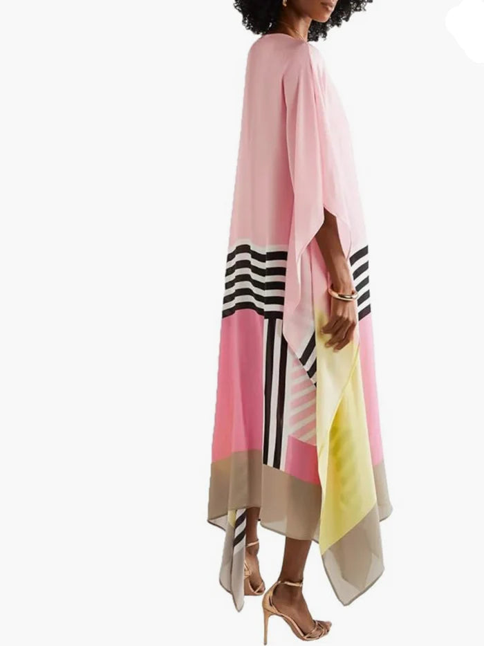 Women Midi Dress Multi Stripe Cotton | Shara-4