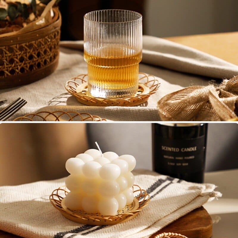 Handwoven Rattan Drink Coaster – Bamboo Material