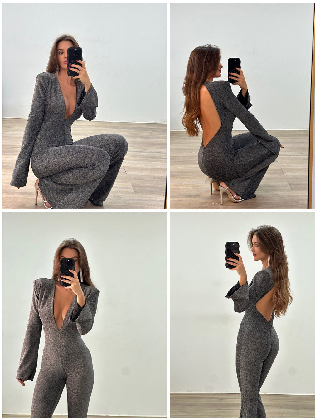 Women Jumpsuit Grey Polyester | Elegant-5