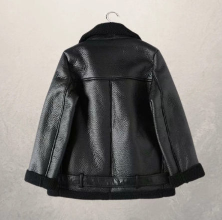 Women Leather Jacket Black Fleece | Classic Style-4