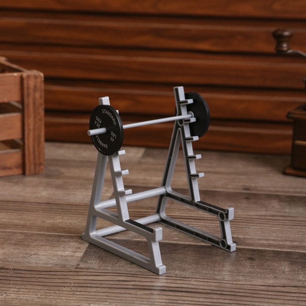 Fitness Desk Accessory Grey Plastic Barbell Pen Holder | Motivator 3