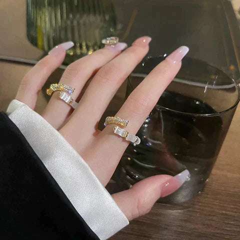 Women Bamboo Ring Opal | Nature's Elegance-2