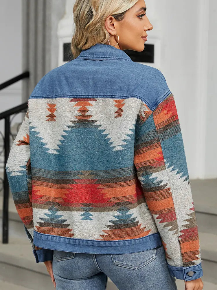 Women Denim Jacket Multi-Color Cotton | Autumn Chic-5