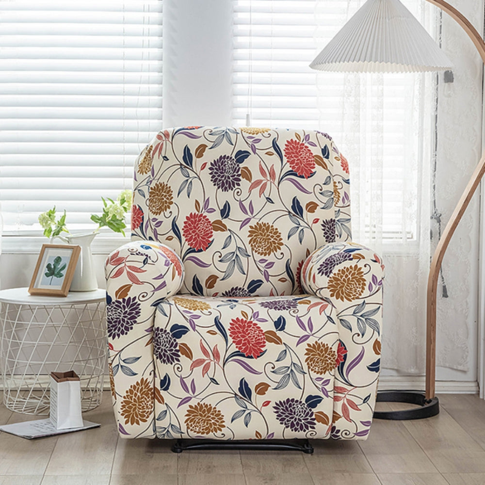 Recliner Sofa Cover Gray Stretch Fabric | Blossom 6