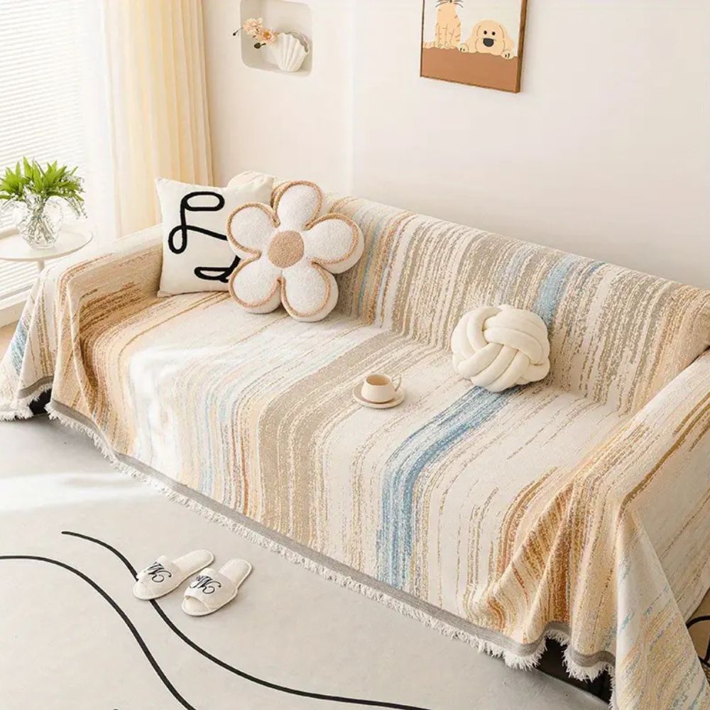Sofa Cover Striped Chenille Non-Slip | Serene 4