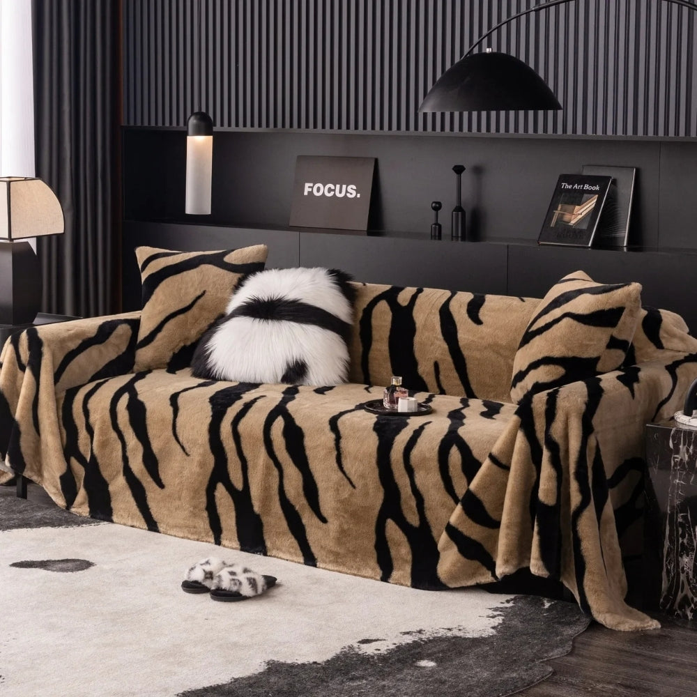 Sofa Cover Zebra Print Fleece | Wild Elegance 4