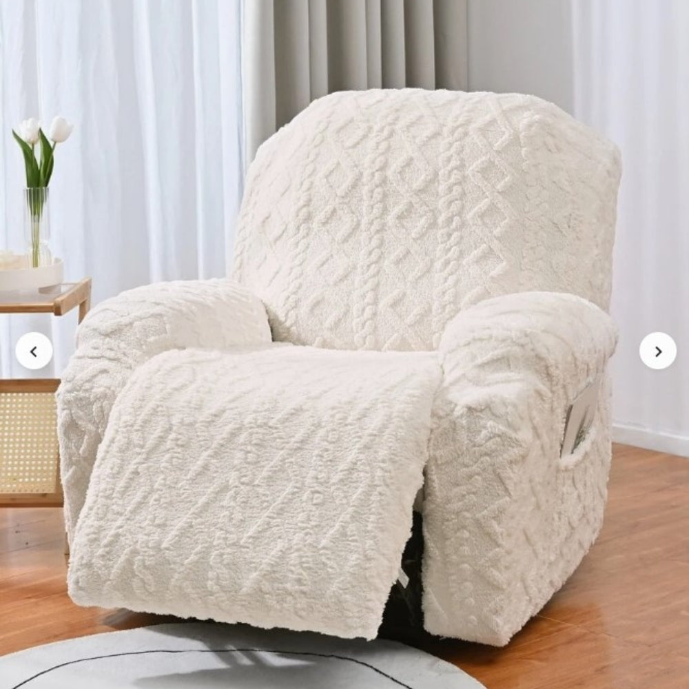 Recliner Sofa Cover Gray Jacquard Stretch Fabric | Modern Comfort 5