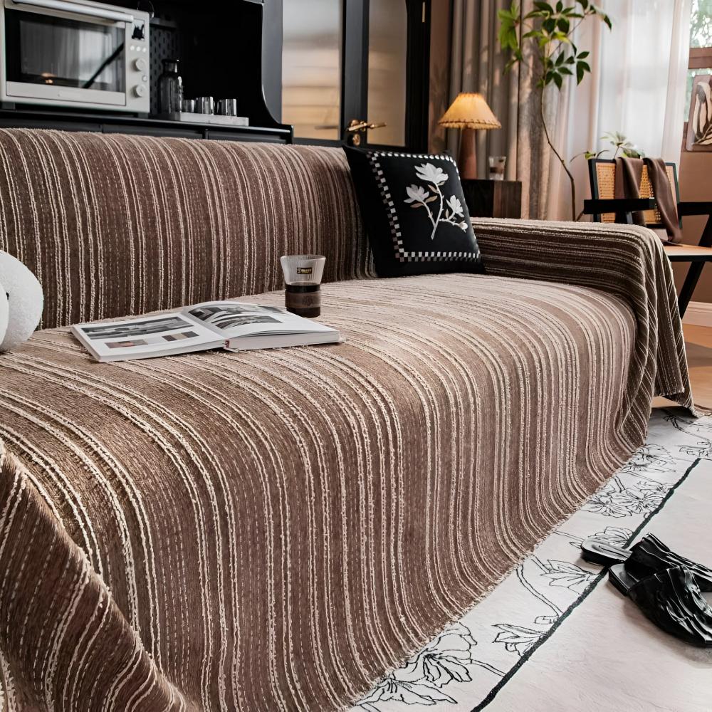 Sofa Cover Striped Chenille Universal Fit | Elegant Home Decor 5