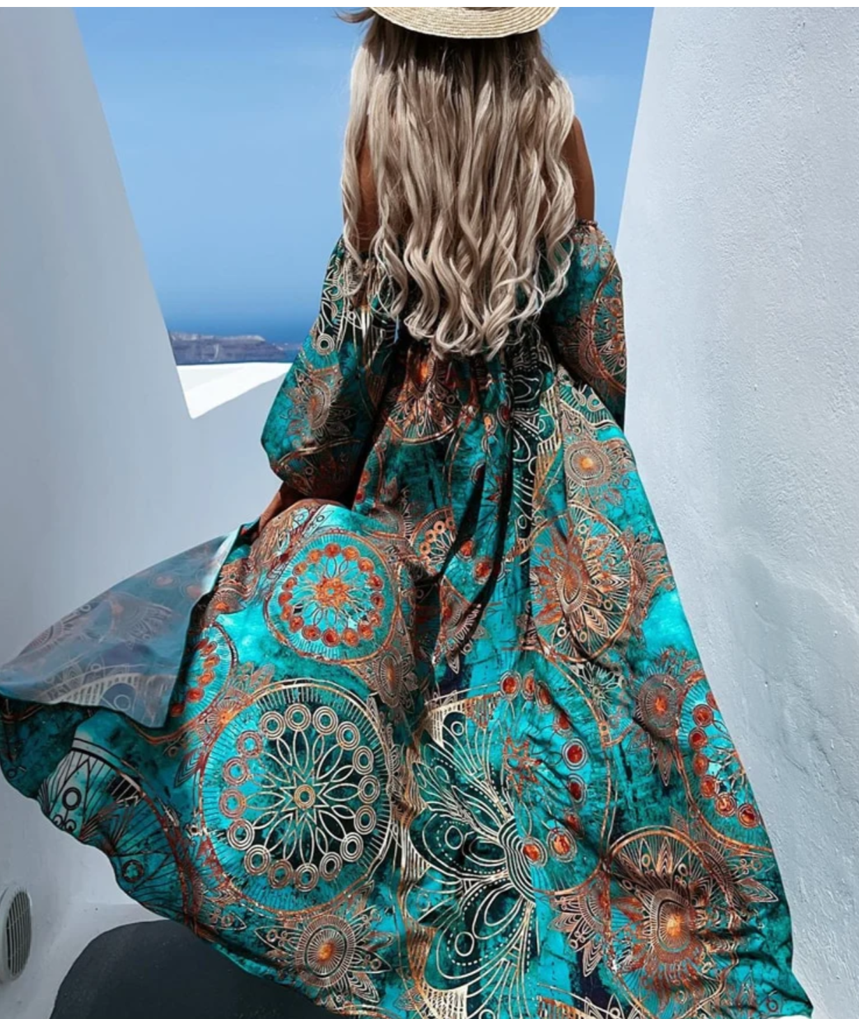Women Bohemian Off-Shoulder Maxi Dress | Janica
