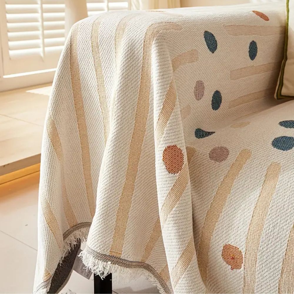 Sofa Cover Beige Chenille | Breezy Bubbles 3