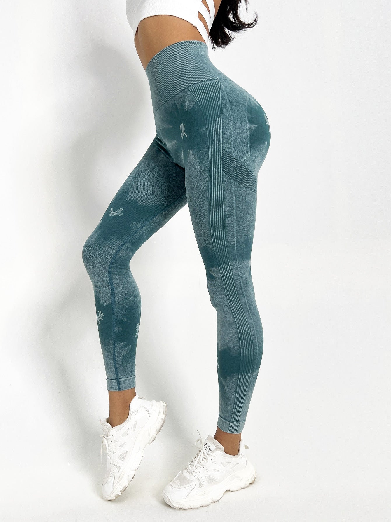 Women Yoga Trousers High Waist Peach Polyester | Serenity-4