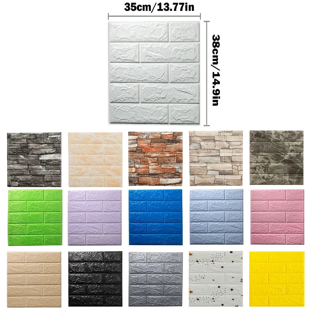 10pcs Waterproof Removable Wall Decals - 3D Foam Brick Wall Stickers Decor for Kitchen, Bedroom, and Living Room 1