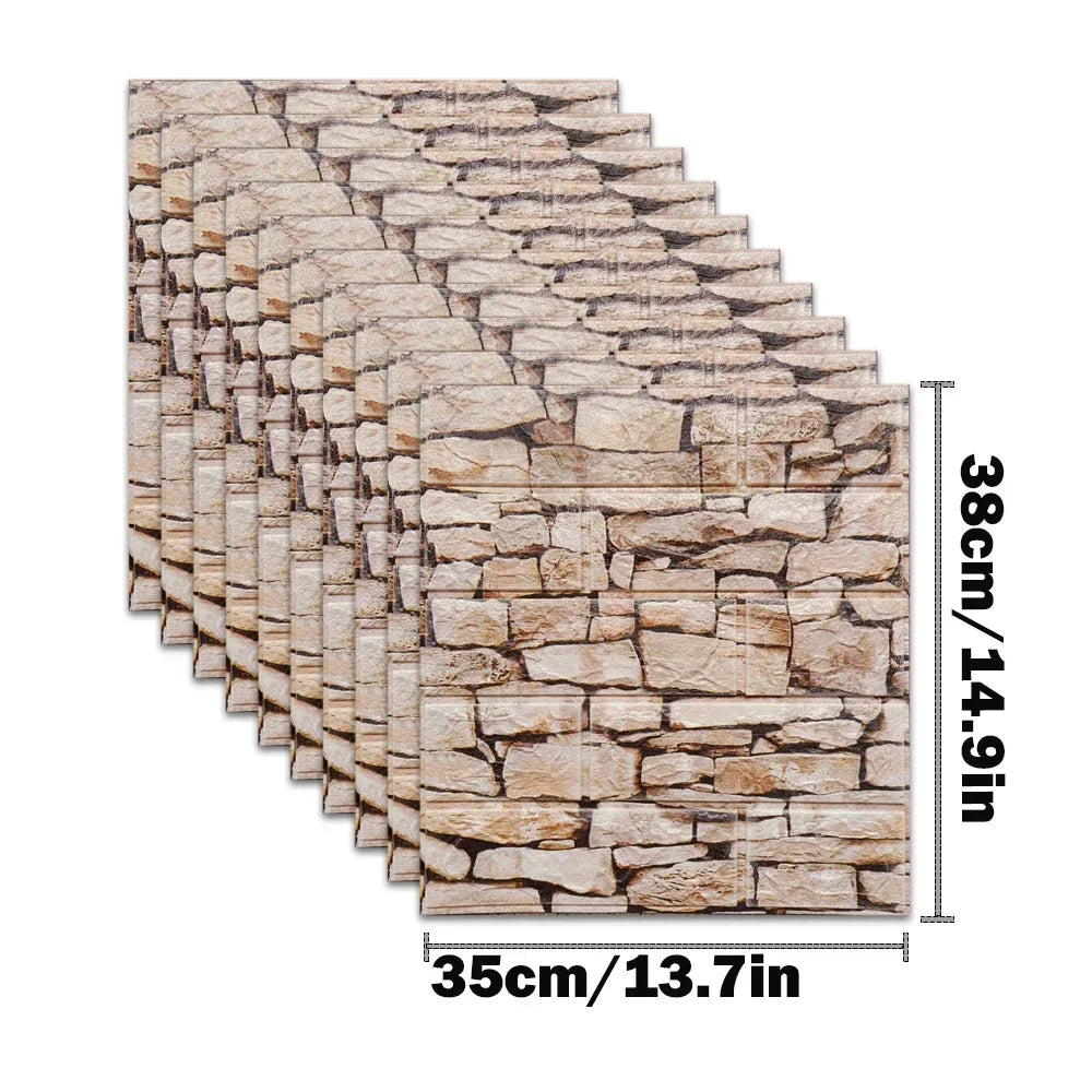 10pcs Waterproof Removable Wall Decals - 3D Foam Brick Wall Stickers Decor for Kitchen, Bedroom, and Living Room 11