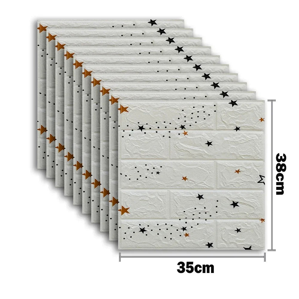 10pcs Waterproof Removable Wall Decals - 3D Foam Brick Wall Stickers Decor for Kitchen, Bedroom, and Living Room 12