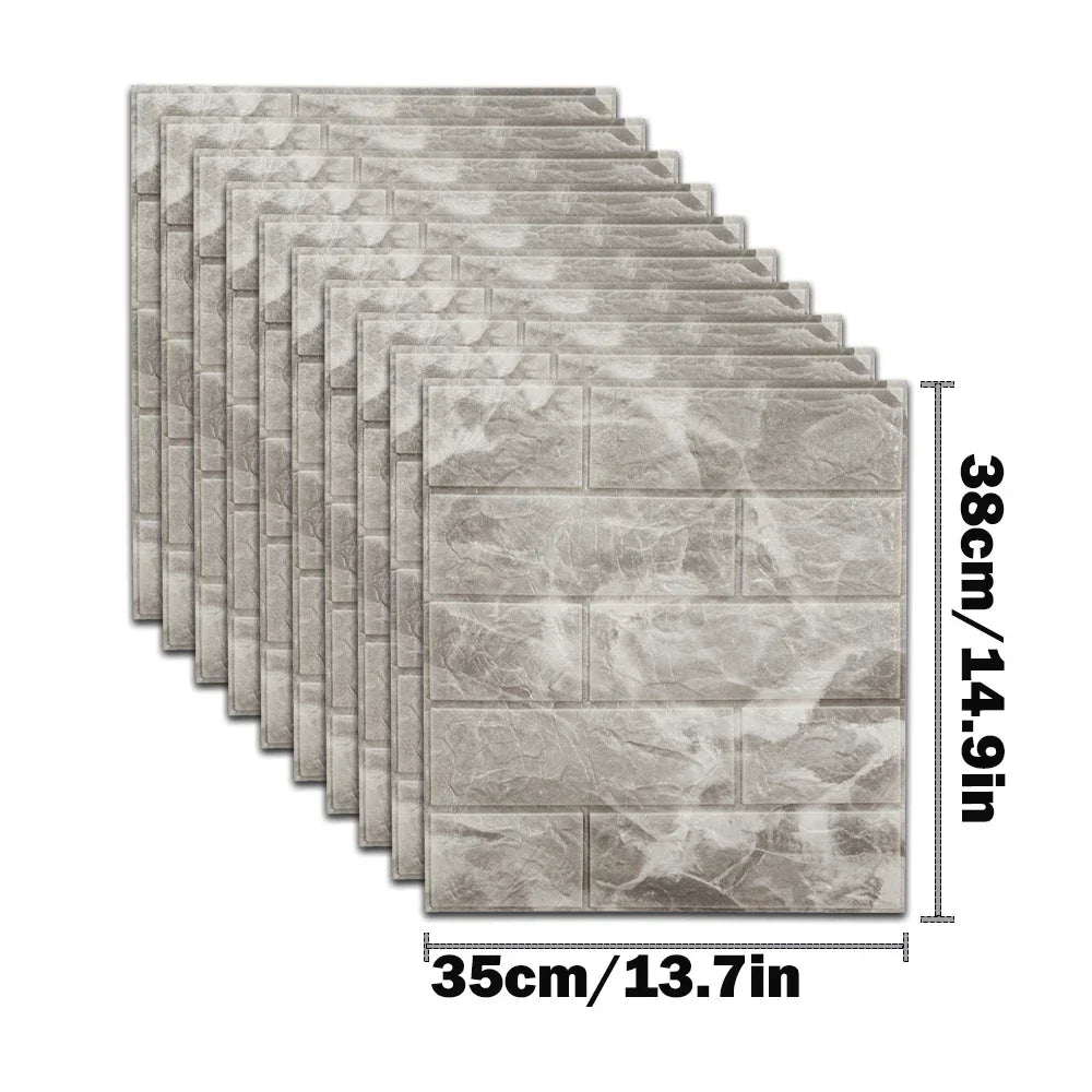 10pcs Waterproof Removable Wall Decals - 3D Foam Brick Wall Stickers Decor for Kitchen, Bedroom, and Living Room 15
