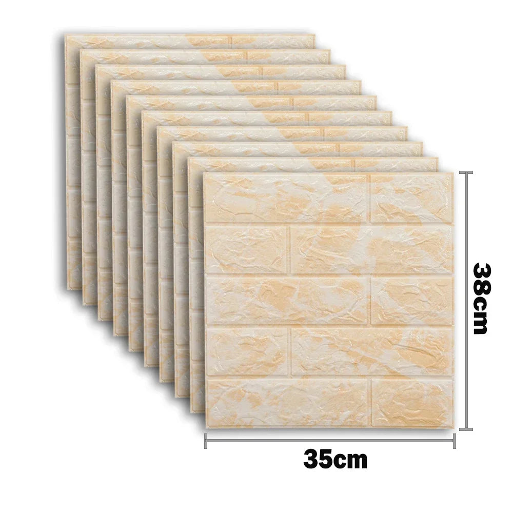 10pcs Waterproof Removable Wall Decals - 3D Foam Brick Wall Stickers Decor for Kitchen, Bedroom, and Living Room 16