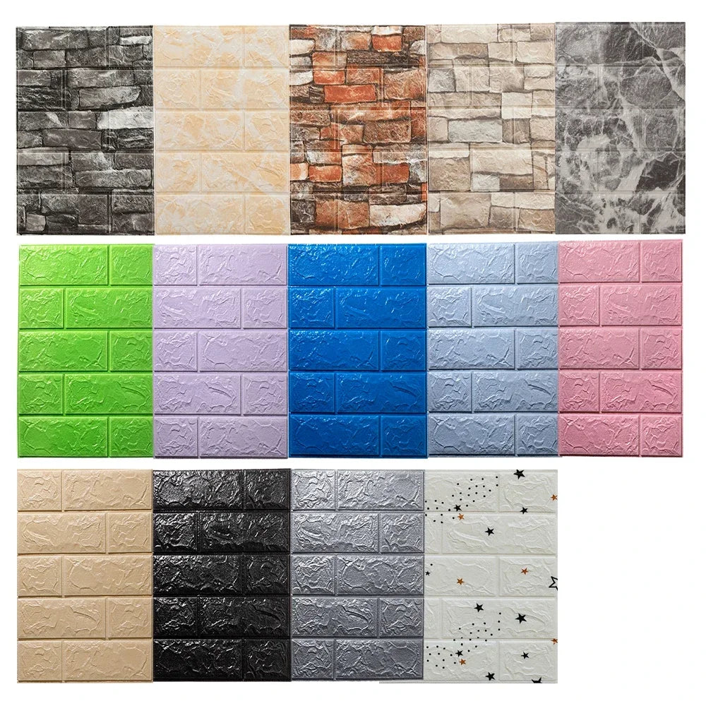10pcs Waterproof Removable Wall Decals - 3D Foam Brick Wall Stickers Decor for Kitchen, Bedroom, and Living Room 2