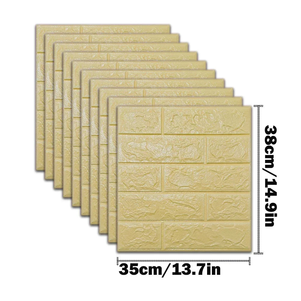 10pcs Waterproof Removable Wall Decals - 3D Foam Brick Wall Stickers Decor for Kitchen, Bedroom, and Living Room 20