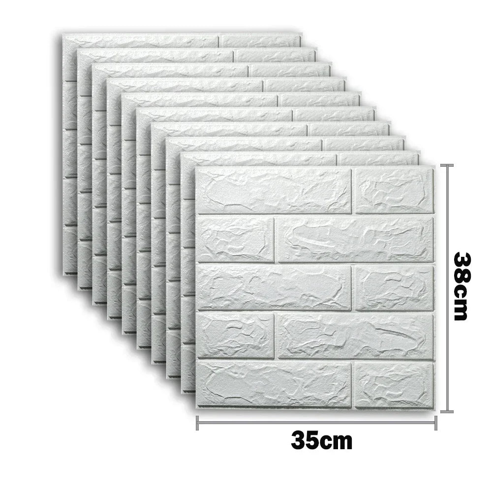 10pcs Waterproof Removable Wall Decals - 3D Foam Brick Wall Stickers Decor for Kitchen, Bedroom, and Living Room 22