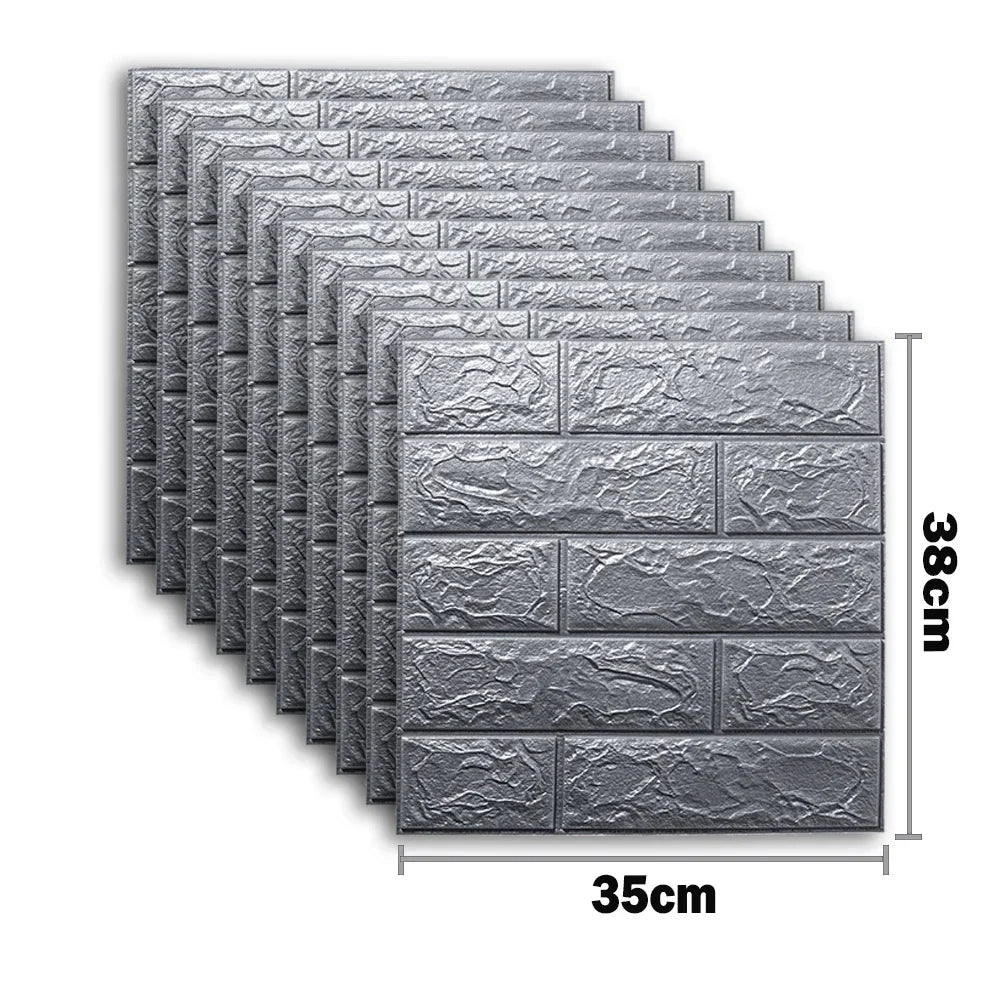 10pcs Waterproof Removable Wall Decals - 3D Foam Brick Wall Stickers Decor for Kitchen, Bedroom, and Living Room 23