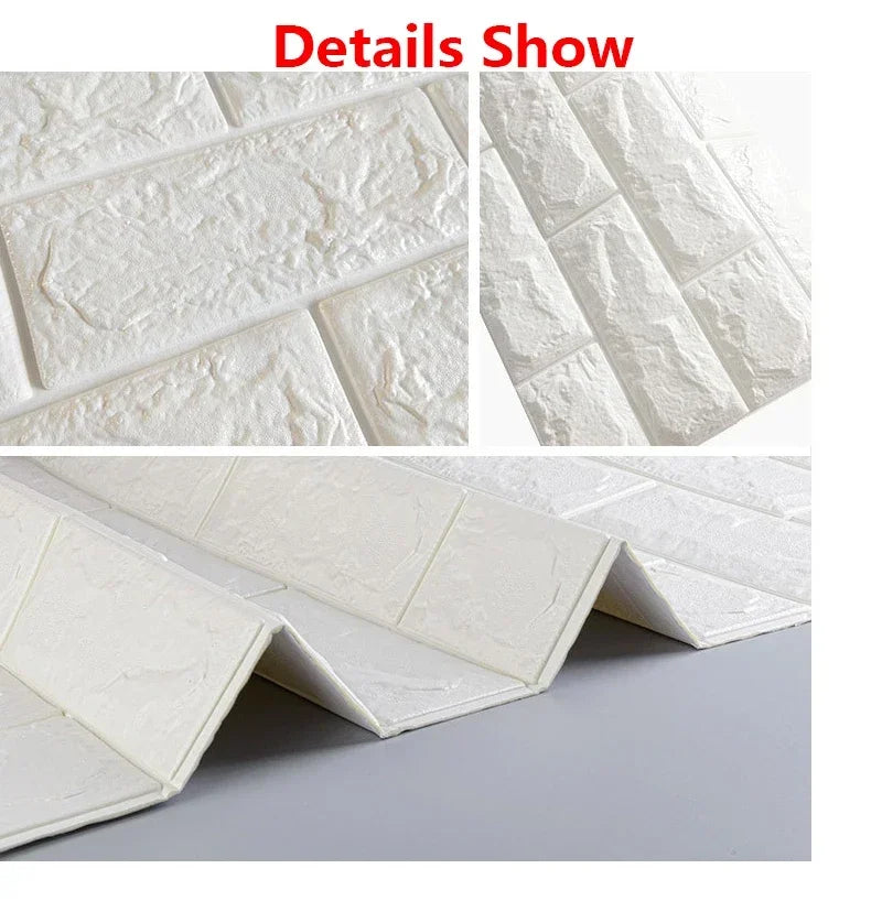 10pcs Waterproof Removable Wall Decals - 3D Foam Brick Wall Stickers Decor for Kitchen, Bedroom, and Living Room 3