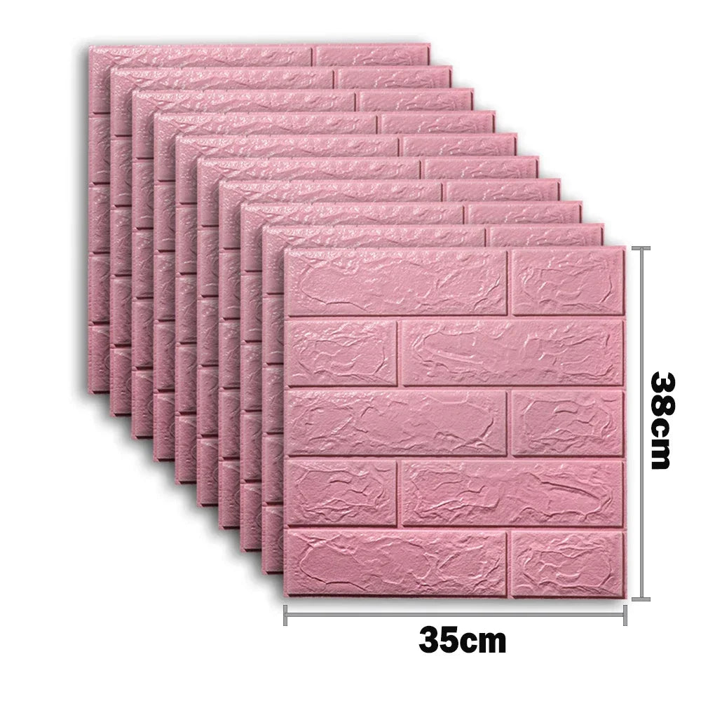 10pcs Waterproof Removable Wall Decals - 3D Foam Brick Wall Stickers Decor for Kitchen, Bedroom, and Living Room 6