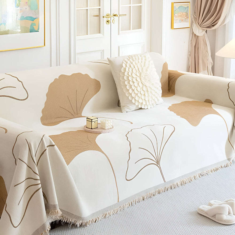Sofa Cover Ginkgo Leaf Chenille | Elegant Home Decor 4