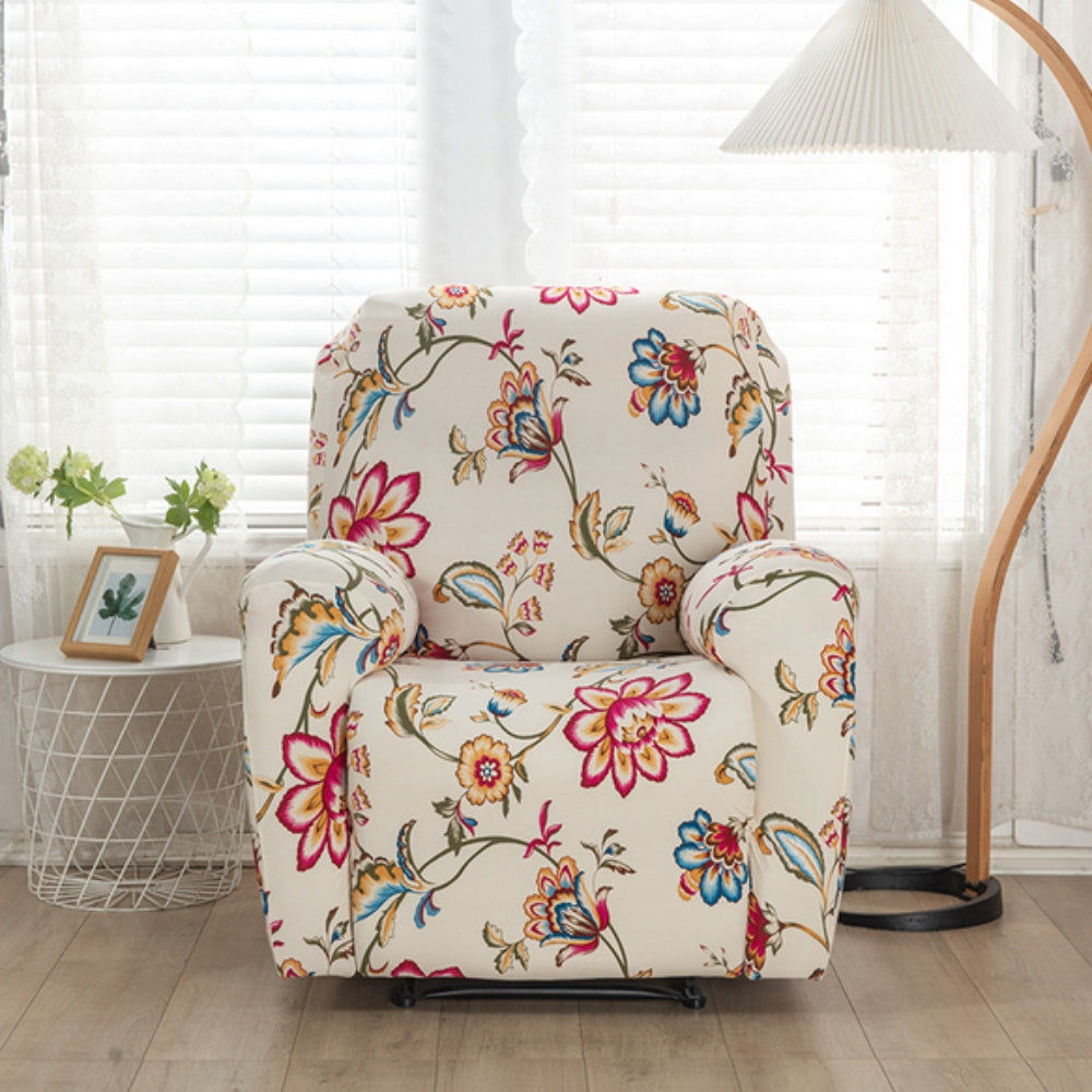 Recliner Sofa Cover Gray Stretch Fabric | Blossom 3