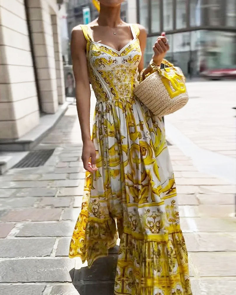 Women Baroque Print Maxi Dress | Camila
