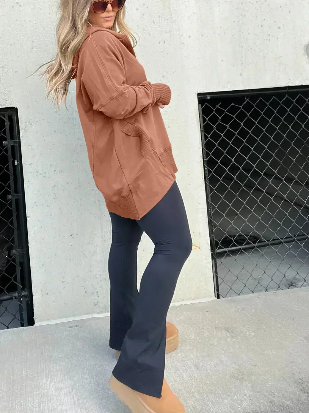 Women Oversized Button Sweatshirt | Emanuelle