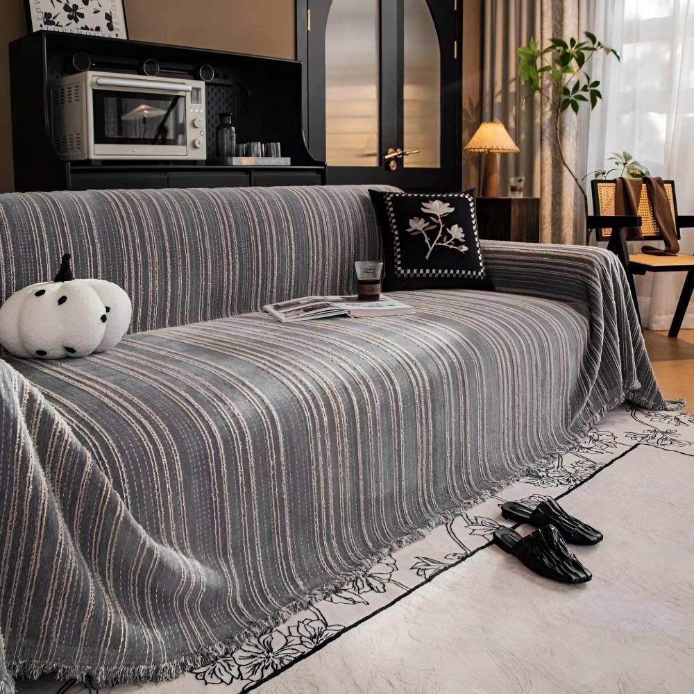 Sofa Cover Striped Chenille Universal Fit | Elegant Home Decor 6