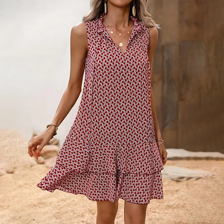 Women Button-Down Sleeveless Dress with Keyhole Neckline | Avianne