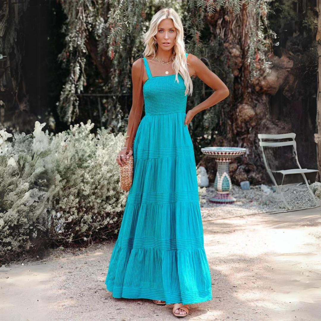Women Tiered Strappy Summer Maxi Dress | Sophia