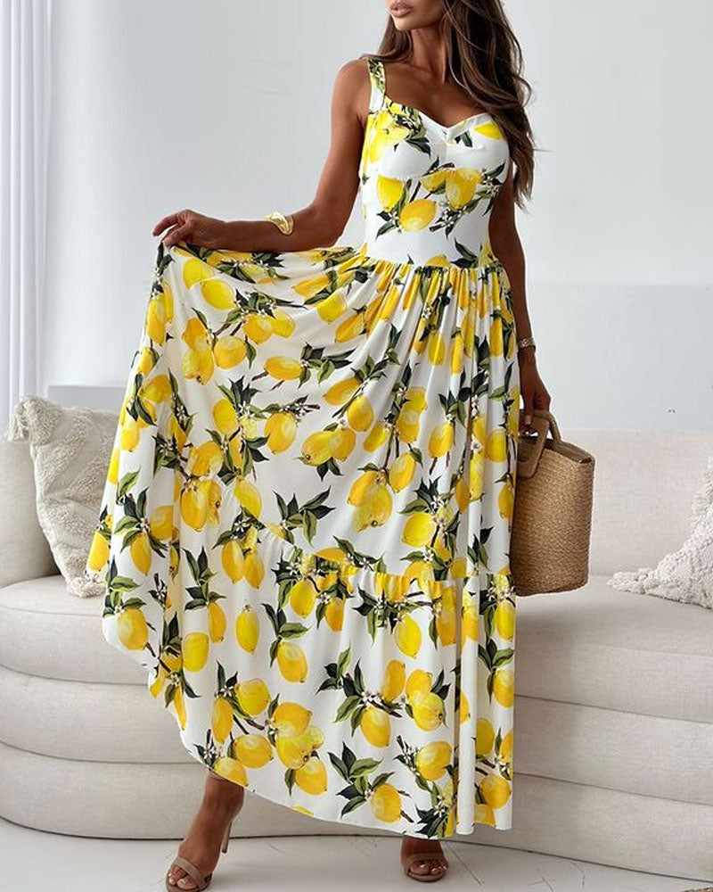 Women Lemon Print Maxi Dress | Eleanor